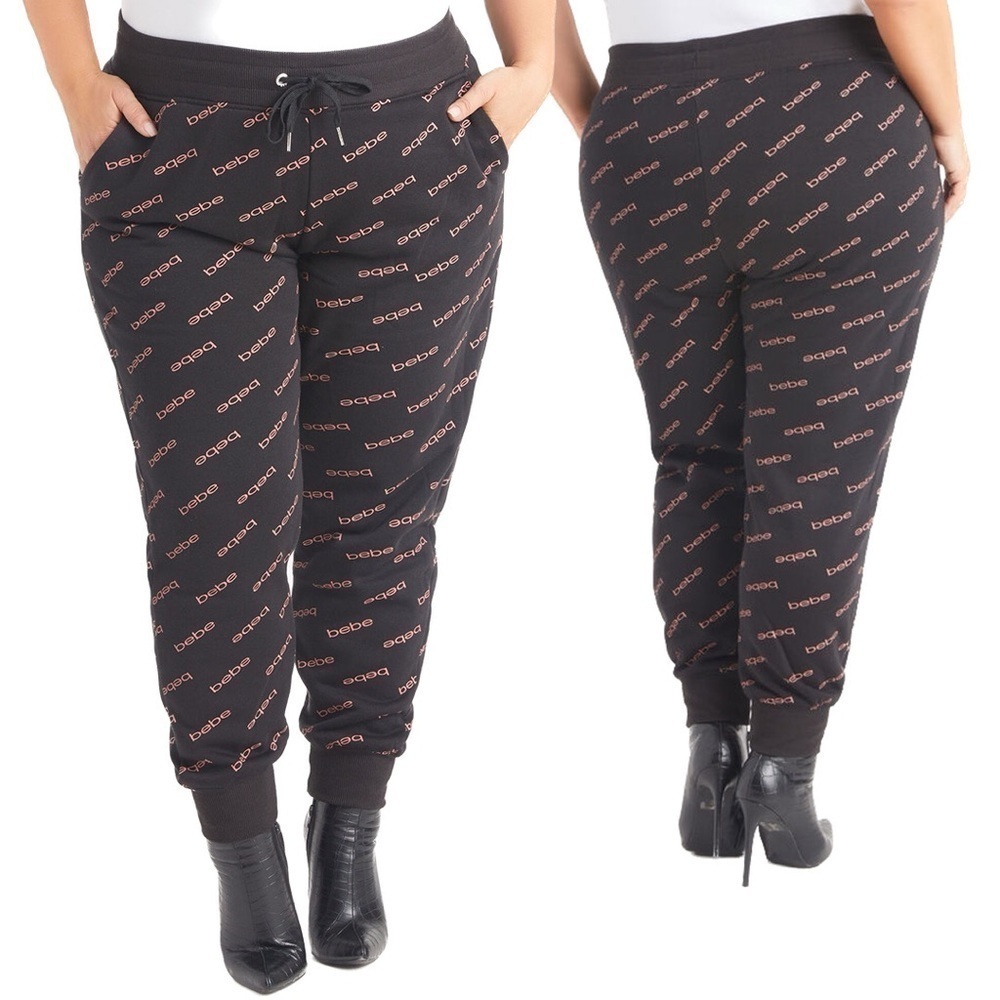 NWT Bebe Sport Logo Fleece Joggers (5A04.13)